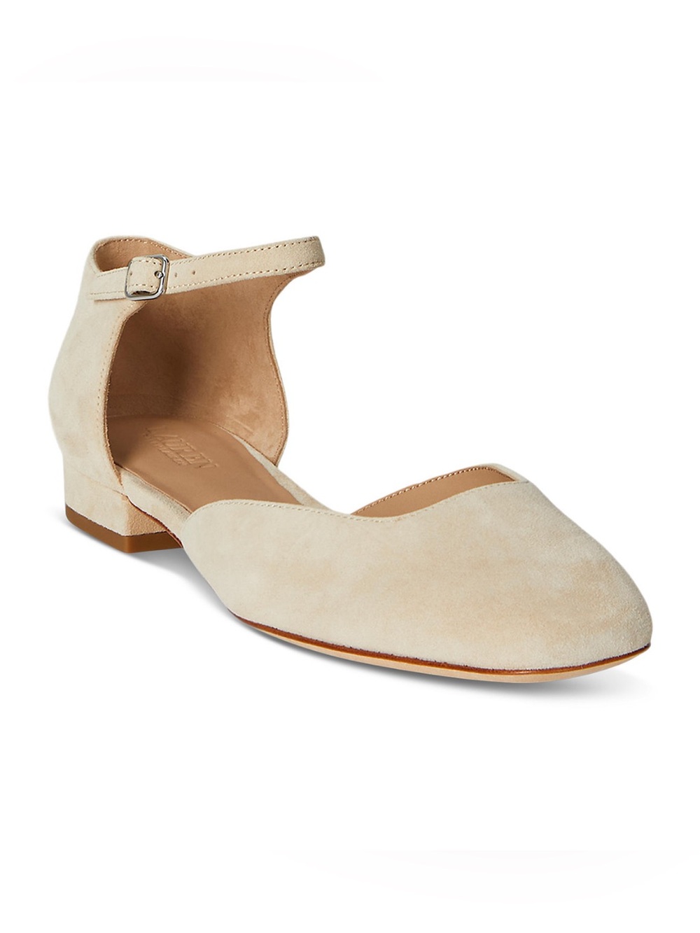 Lauren Ralph Lauren Women's Emellie Suede Mary Jane Flats, Color Sand, Size 6